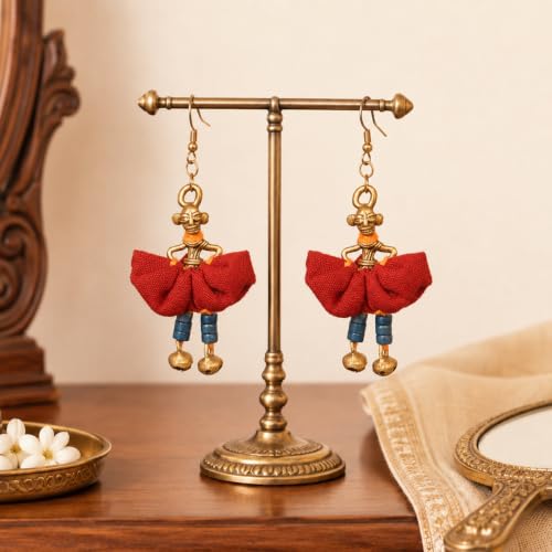 Image of Royal Queen & Empress Handcrafted Tribal Dhokra Earrings Collection for Women - Statement Ethnic Designs in Multiple Colours