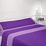 No hace bolitas (antipeeling) Coflor Juego de sábanas Lisas - Bicolor - Tres Piezas - Tacto Seda - Microfibra Transpirable (Lila/Morado, 135_x_190/200 cm)