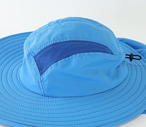 Image of Home Prefer UPF 50+ Mens Wide Brim Fishing Hat with Neck Flap Sun Hat for Men Women Sun Protection Cap