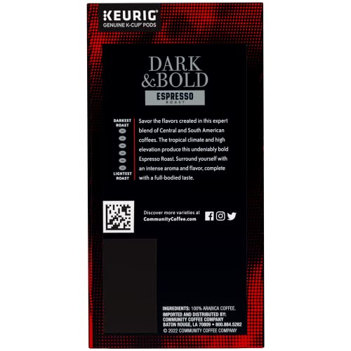 Image of Community Coffee Dark & Bold Espresso Roast 96 Count Coffee Pods, Compatible with Keurig 2.0 K-Cup Brewers, 24 count (Pack of 4)
