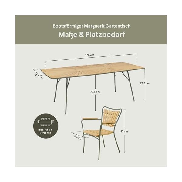 Marguerit Gartenmöbel-Set Teakholz Olivgrün