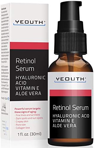 Retinol Serum for Face with Hyaluronic Acid, Hydrating Night Serum for Face, Retinol for Acne, Wrinkle & Dark Spots, Anti Aging Serum, Retinol for Face, Skin Care Face Serum for Men & Women by YEOUTH