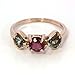 Solid 14k Rose Gold 1.3 ctw Natural Color Change Alexandrites & Pink Tourmaline 3 Stone Anniversary Ring for Women 7 mm - Handmade in USA - June Birthstone (rose-gold, 5.5)