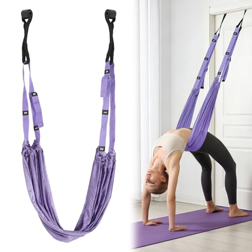 Aerial Yogatuch Hochelastischer Yogagurt zum Aufhängen Nylon Yogaband Anti-Schwerkraft Hängematte Yoga Gurt Stretching Band für Turnen Ballett Akrobatik Pilates Yoga Zubehör