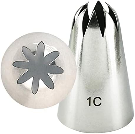 DIY Cake Decorating Tools, Cake Piping Nozzles 4pcs Large Icing Piping Nozzles for Decorating Cake Baking Cookie Cupcake Piping Nozzle Stainless Steel Pastry Tips #1B#1C#1E#1G (Color : 1