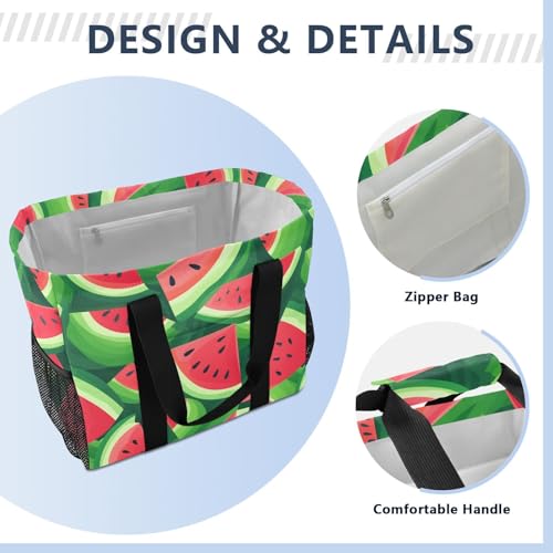ALAZA Watermelon Hand Drawn Waterproof Beach Tote Bags4