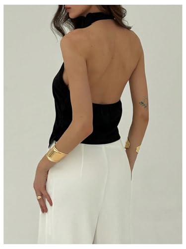 SOLY HUX Women's Halter Tops Backless Sleeveless Asymmetrical Hem Going Out Summer Tank Top2
