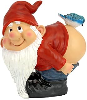 Design Toscano QM22997 Loonie Moonie Bare Buttocks Garden Gnome Statue, Medium 20.25 cm, Polyresin, Full Color