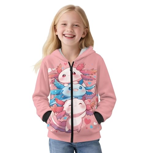 Girls Zip Up Hoodies for Kids Fleece Lined Hooded Sweatshirt Long Sleeve Fall Jacket Warm Winter Clothes Size 6-16