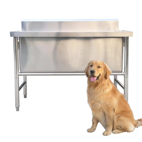 Vasca da bagno professionale in acciaio inox, resistente per cani di taglia grande, ideale per toelettatura e bagno