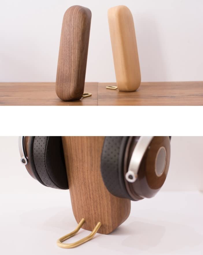 Supporto Per Cuffie Porta Cuffie Supporto Per Cuffie Universale In Legno Noce/faggio + Per Auricolari In Ottone Staffa Per Espositore Da Tavolo Per Gioco Organizzare(Black walnut)