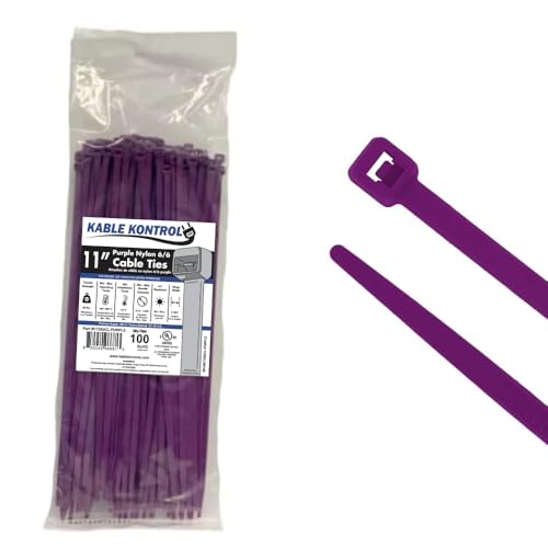 Image of 11 inch Color Cable Ties, 50 lb. Test, (100 Pack - All One Color) (Purple)