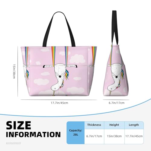 Aerial Yoga for Unicorn Print Large Beach Tote Bag for Women Extra Large Capacity Sandproof Waterproof Pool Bag Suitable for Swimming Pool Gym Groceries Travel4