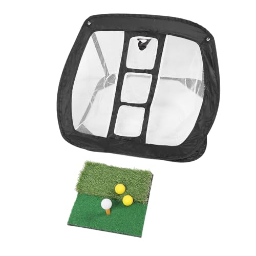 All in One Golf Practice Net, Backyard Training Aid with Mat, Balls, Tee Bag for Driving Chipping
