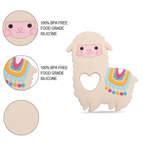 Image of Baby Llama Silicone Teether,Sensory Chew Toys,BPA Free Soft and Effective Infant Teething Pain Relief Toys,Freezer Safe,Food Grade Silicone,Best Shower Gift for Boys and Girls (Yellow)