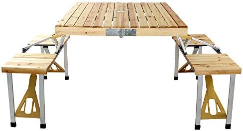 TOYEEKA Portable Picnic Table with 4 Seats Outdoor Garden Folding Camping Table for Party Dining