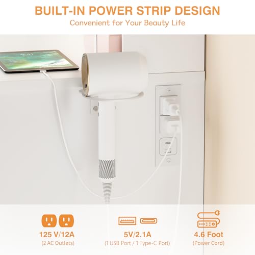 image for YESHOMY Vanity Desk with Mirror, 10 Lights, Power Outlet and 3 Storage