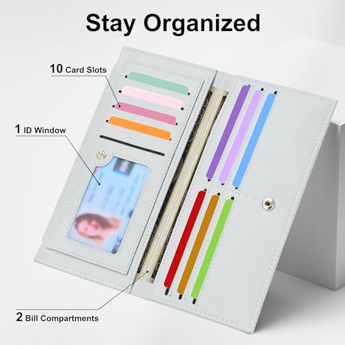 Image of Tipmile Slim Wallet for Women, RFID Blocking Credit Card Holder | Thin Compact Bifold Wallet with Zipper, Ladies Gift