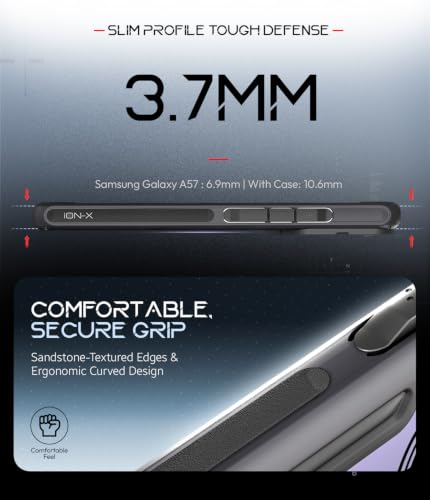 Image of KAPAVER iON-X Back Cover Case Compatible with Samsung Galaxy A57 (TPU + Poly Carbonate | Cyber-i Smoke Black)