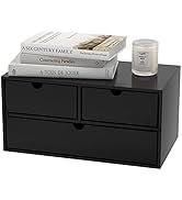 Wisuce Black Bamboo Desk Drawer Organizer, Mail Organizer Storage for Bills, Office Supplies, Cos...
