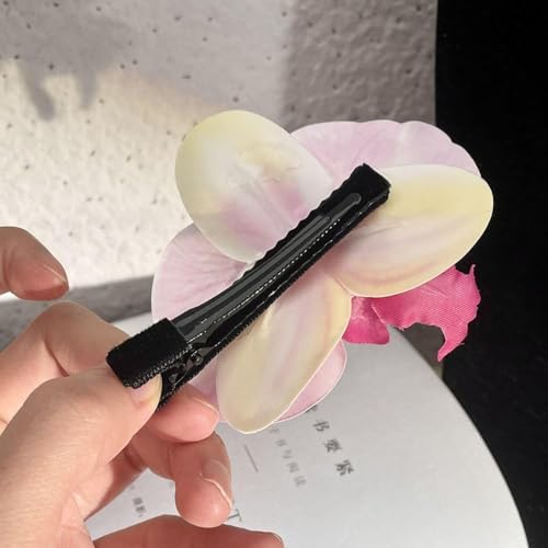 Pinza para cabello con flor orquídea rosa miniatura 6