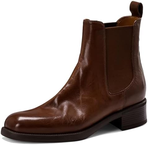 100% Genuine Leather Ankle Boots for Women Chelsea Boot Flat Roun...