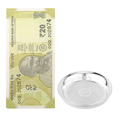 Image of Pure Silver Plate|Chaandi ki Silver Dish Puja Plate, Thali for Dining, Home, Puja (3 Inch)