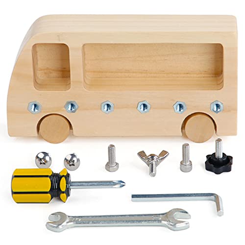 ZOOAO Montessori motorikspielzeug Holz Schraubbrett Kindergarten Lehrhilfen pädagogisches Klassenzimmer Activity Busy Board Bus Montessori Spielzeug ab 3 Jahre Cover