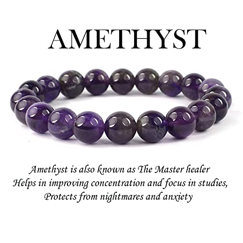 Image of Reiki Crystal Products Certified Natural Crystal Stone Round 10 mm Beads Bracelet for Men & Women | Reiki Charged Gemstone Jewellery Bracelet | Multiple Stone Variants Available