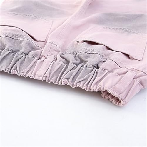 Betadog Girls Cargo Jeans Elastic Waist Straight Leg Pants Casual Stretch Demin Pants with Pockets 5-14 Years Sweatpants3