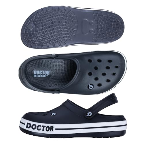 Image of DOCTOR EXTRA SOFT Men's Ultra Soft Casual Clogs /Sandals with Adjustable Back Strap for Adult | Comfortable | Light Weight | Stylish & Anti-Skid | Waterproof & Everyday Use Mules for Gents & Boys D-502