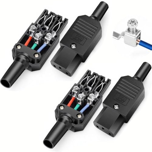 RUNCCI-YUN 4 Stück IEC 320 C13 3 Polig Buchse Stromanschluss AC 250V Computer Schrank Kaltgerätestecker mit Schraubklemme, Aktualisierte Versionen（Schwarz）