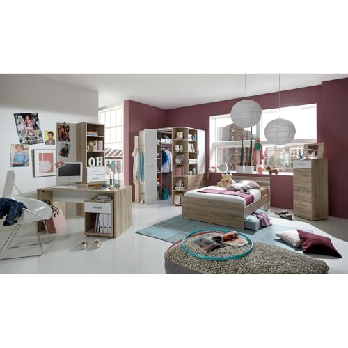 Lomadox Schlafzimmer Jugendzimmer komplett Set mit Eckkleiderschrank,...