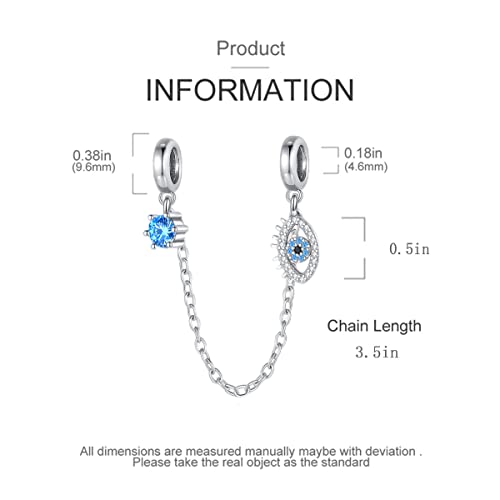 Blue Evil Eye Safety Chain Charm Bracelets For Women Girls 5A Cubic Zirconia S925 Sterling Silver Charms For Bracelets Anklet Necklace Pendant Dangle Charm Beads Birthday Mothers Day Valentines Day Gifts #TOP3
