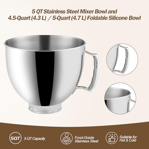 Tazón de acero inoxidable 5 QT con liners de silicona miniatura 2