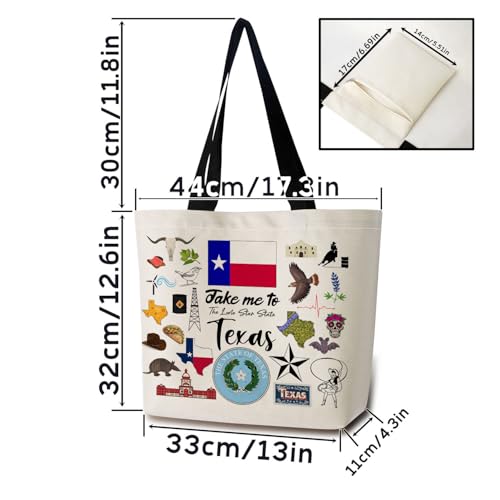 Take Me To Texas Tote Bag Reusable Grocery Bags Aesthetic Shopping Shoulder Handbag with Interior Pocket Lightweight & Washable Stylish Texas Travel Present for Women2