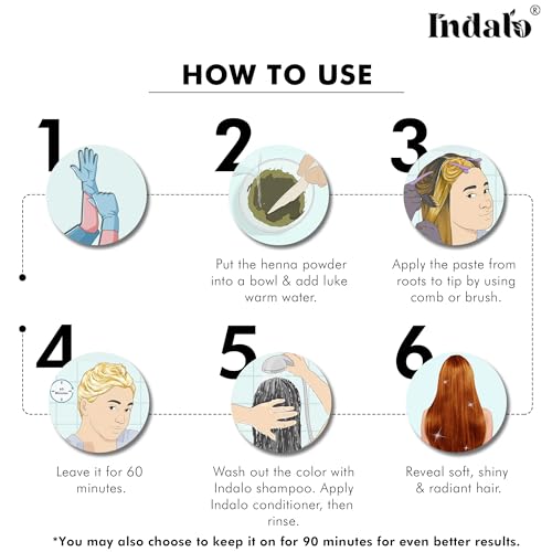 Image of Indalo Natural Henna (Lawsonia Inermis) Hair Color Powder, No Ammonia No PPD No Paraben, Conditioning Hair Growth & Anti- Dandruff for Men & Women - 100gm Each (Pack of 2)