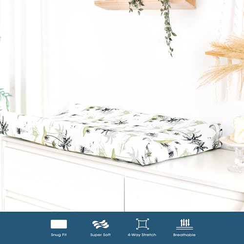 Image of GRSSDER Stretch Ultra Soft Jersey Knit Changing Pad Cover Set 2 Pack, Change Table Pad Covers Fit 32 inch /34 inch x 16 inch Pads Safe and Snug, Sunny Holiday Pattern