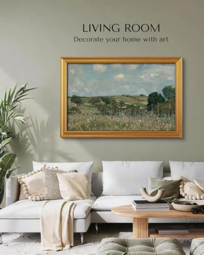 Image of VIYYIEA Large Gold Framed Wall Art, Landscape Picture -Grassland- 36 inch x 24 inch