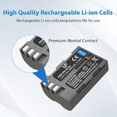 LP EN-EL3e, EL3, EL3a Battery, 2600 mAh Battery Compatible with Nikon D700, D300s, D300, D200, D100, D90, D80, D70S, D70, D50, MH-18, MH18a, MH-19, MB-D200, MB-D10