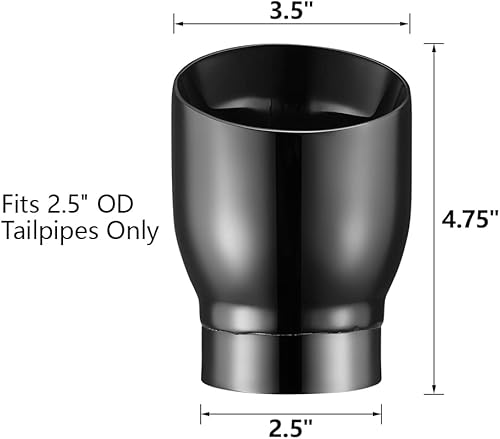 Miniatura 9 de A-KARCK Puntas de escape de doble pared, entrada de cromo negro de 2.5 pulgadas, punta de silenciador con revestimiento que nunca se decolora ni se