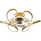 Industrieller Deckenventilator mit Licht Gold kreatives Design Schlafzimmerventilatoren Deckenleuchten Timing 3-stufig einstellbare LED-dimmbare Ventilatorlampe Fernbedienungs-Lüfterlicht