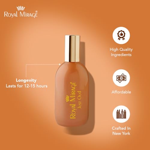 Image of Royal Mirage Just Oud Eau de Cologne | Long-Lasting Unisex Perfume | Oud, Rose & Leather Notes | Long-Lasting Luxury Fragrance | Exotic & Captivating Scent | Gift for Man and Woman | 120ml