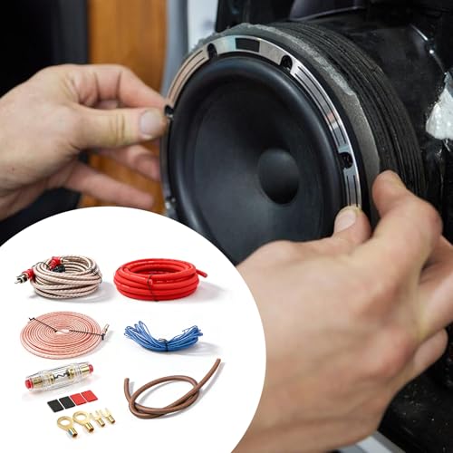 Juego de cables de subwoofer BORDEAG de 5 metros para instalar amplificador de coche 5