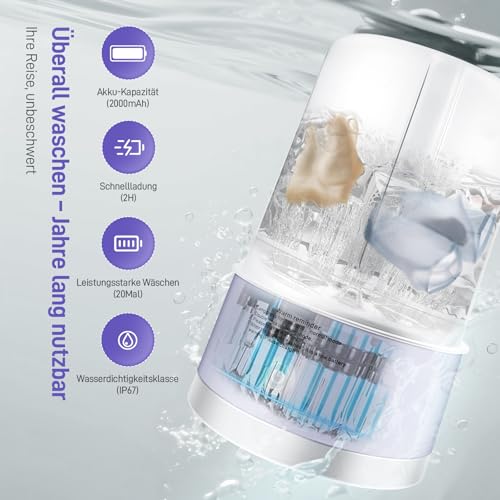 Unterwäsche-Wascher, tragbare Mini-Waschmaschine, verbesserte Mini-Waschmaschinen, wiederaufladbare drahtlose Waschmaschine, Wäschebecher für BHs, Unterwäsche, Socken (Violett)