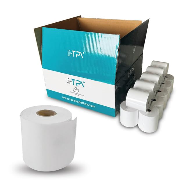 50 Rotoli di Etichette Termiche Adesive 80x80 - Carta Adesiva e Termica | Carta Continua, Compatibili con Stampanti di Etichette e Etichettatrici Termiche, Uso per Magazzino, Ufficio e Casa