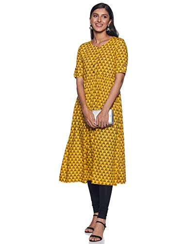 Image of Haute Curry by Shoppers Stop Womens Round Neck Printed Kurta