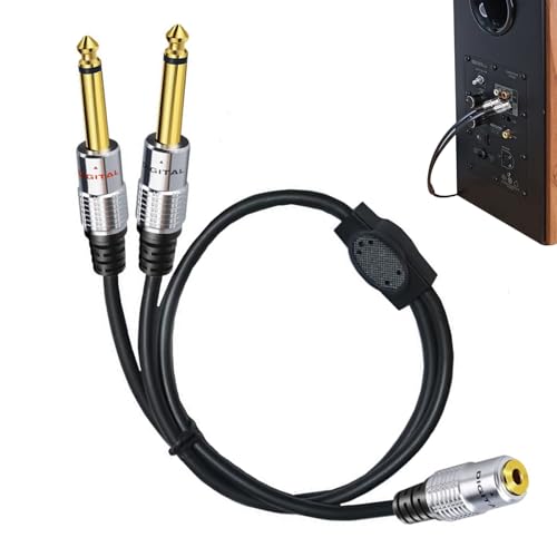 Adaptateur Femelle Jack 3,5mm vers 2x Mâle 6,35mm, Mono Câble Audio Mini 3,5 Stereo Connecteurs, Y Splitter 3,5mm (1/8 Pouce) TRS vers double 6,35mm (1/4...