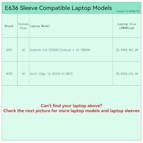 Image of Smatree Elite Laptop Sleeve for 16 inch ASUS Zenbook S16 UX5606 /S 16 UM5606, ACER Swift Edge 16 SFA16, Protective Laptop Case with Pocket (E636)