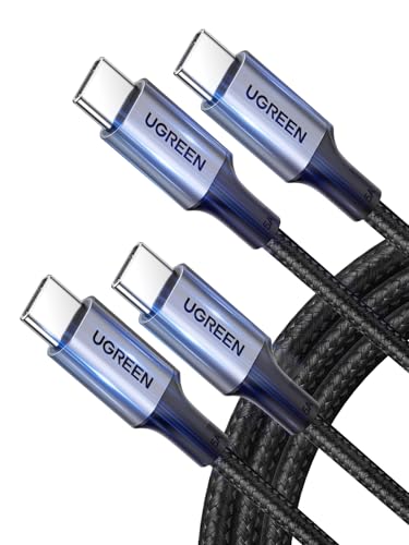 UGREEN Type C Cable 1M 2Pack, 60W Laptop Compatible USB C Charging Cable | laptop&phones fast charging,2Pack good value,Durable nylon braided usb c cable,Certified safe battery protection
